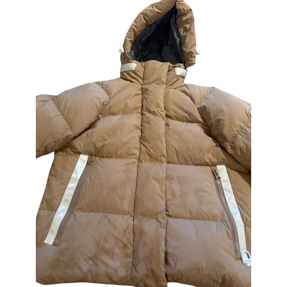 iDomosee Tan Hooded Puffer Jacket White Duck Down Fill Winter Coat Small - Picture 4 of 8